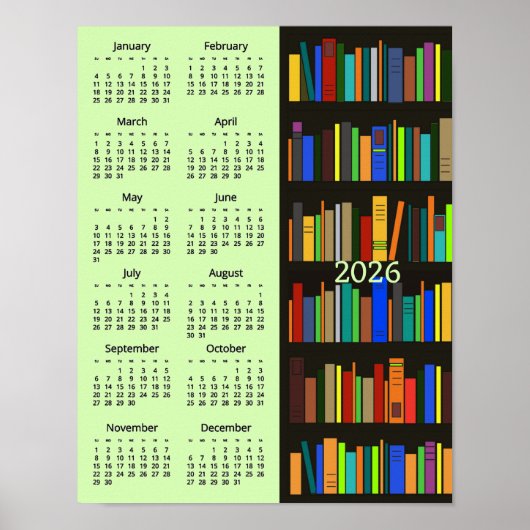 Boekenplanken ontwerp 2026 kalenderposter poster (Voorkant)