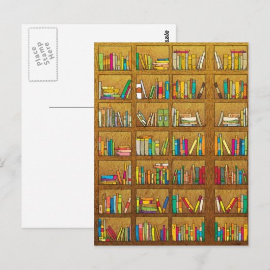 boekenplankenpatroon briefkaart (Voorkant / Achterkant)