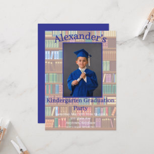 Boekenplankfoto voor afstudeerfeest kleuterschool kaart