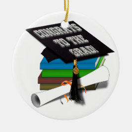 Boekenstapel "CONGRATS TO THE AFSTUDEERDER" Diplom Metalen Ornament