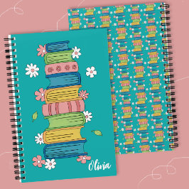 Boekenstapel en Bloemen Kid Teal Spiraal Notebook Notitieboek
