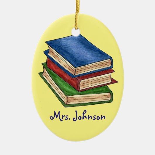 Boekenstapel Librarian Teacher Reading Education Keramisch Ornament (Voorkant)