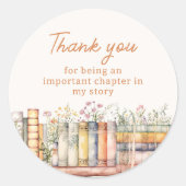 Boekenthema Dank je klassieke ronde sticker   (Voorkant)