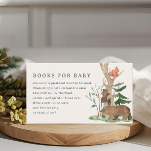 Boekenwens voor een rustige winter bos baby shower informatiekaartje