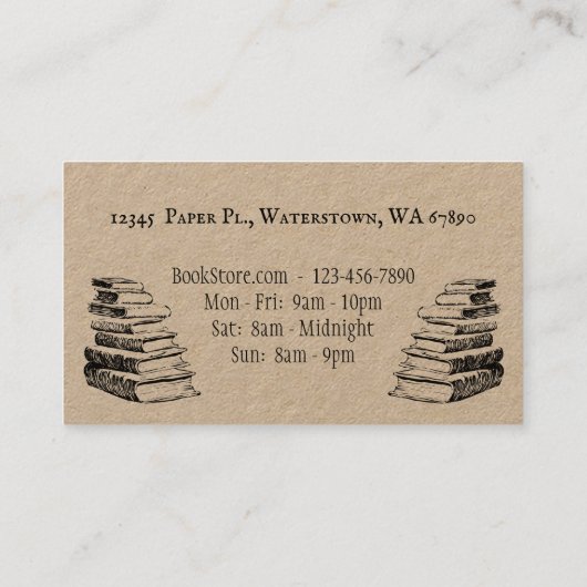 Boekenwinkel Bewerkbare  kunstloyaliteit Visitekaartje (Achterkant)