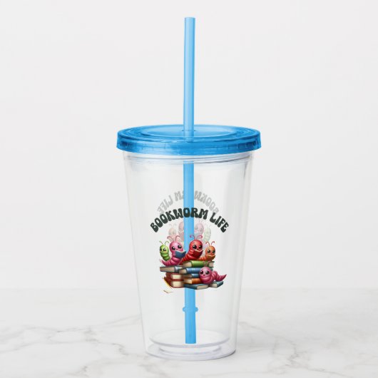Boekenworm Acryl Tumbler Drinkbeker (Voorkant)