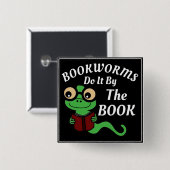 Boekenworm Humor Vierkante Button 5,1 Cm (Voorkant /achterkant)