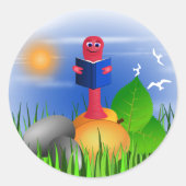 Boekenworm Leuke Leuke Leuke Kind School Ronde Sti Sticker (Voorkant)