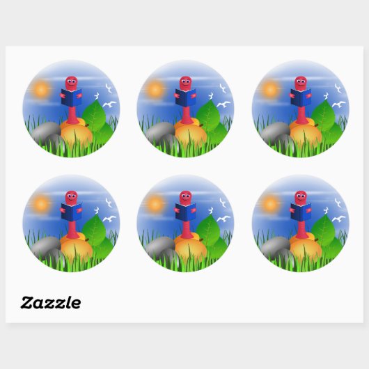Boekenworm Leuke Leuke Leuke Kind School Ronde Sti Sticker (Vel)