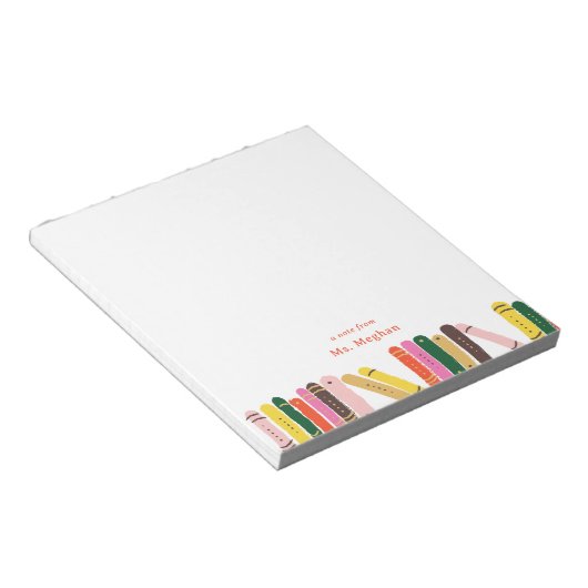 Boekenworm notitie van Teacher Custom Notitieblok (Schuin)