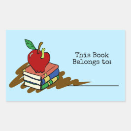 Boekenworm Red Apple Teacher Rechthoekige Sticker