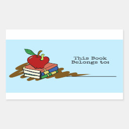 Boekenworm Red Apple Teacher Rechthoekige Sticker