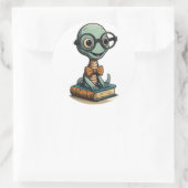 Boekenworm Scholar Sticker - Rond ontwerp (Tas)