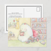 Boekenwormen bibliotheek polar beer bunny aquarel briefkaart (Voorkant / Achterkant)