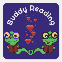 Boekenwormen Buddy Reading Vierkante Sticker