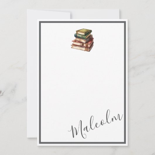 Boekenwurm aangepaste naam notitiekaartje (Voorkant)