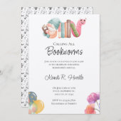 Boekenwurm Baby Douche Uitnodigingen (Voorkant / Achterkant)