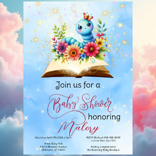 Boekenwurm Baby Magische Waterverf Baby shower Kaart
