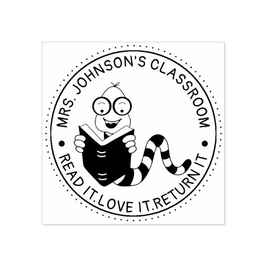 Boekenwurm Bibliotheek Docenten Klaslokaal Rubberstempel (Afrduk)