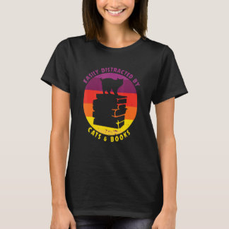 Boekenwurm Boek Kat  Gemakkelijk Afgeleid Door Kat T-shirt