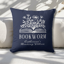 Boekenwurm Boekenliefhebbers Navy Blue Custom Kussen