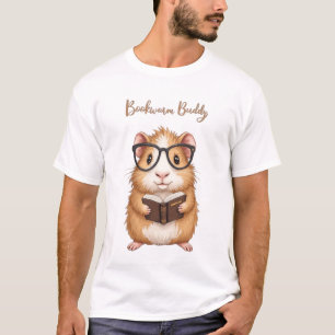 Boekenwurm Buddy - Waterverf Guinee Pig Reading T-shirt