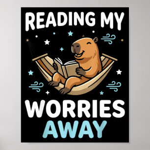 Boekenwurm capybara boek - lezende mannen vrouwen poster