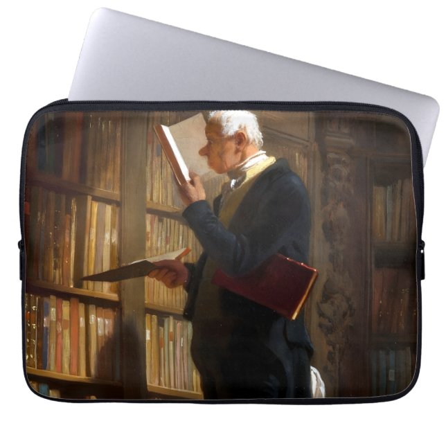 Boekenwurm Carl Spitzweg Art Laptop Sleeve (Voorkant)