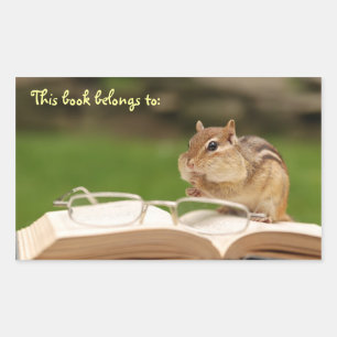Boekenwurm Chipmunk Bookplate Rechthoekige Sticker