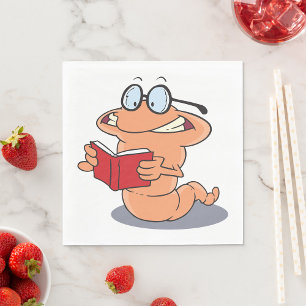 Boekenwurm Die Een Boek Leest Servet