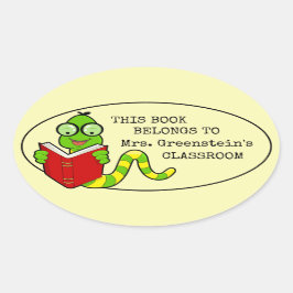 Boekenwurm Dit boek is van leraren klaslokaal Ovale Sticker