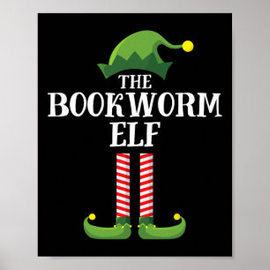 Boekenwurm Elf Overeenkomstige Familie Groep Kerst Poster