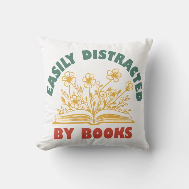 Boekenwurm Grappig gemakkelijk afgeleid door boeke Kussen (Voorkant)