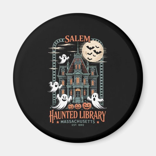 Boekenwurm Halloween Shirt Haunted Library Magneet (Voorkant)