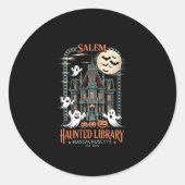 Boekenwurm Halloween Shirt Haunted Library Ronde Sticker (Voorkant)