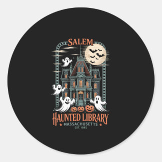 Boekenwurm Halloween Shirt Haunted Library Ronde Sticker