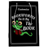 Boekenwurm Humor Zwart Custom Medium Cadeauzakje (Voorkant)