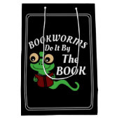 Boekenwurm Humor Zwart Custom Medium Cadeauzakje (Achterkant)