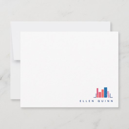 Boekenwurm in Blauwe Notitiekaart Notitiekaartje (Voorkant)