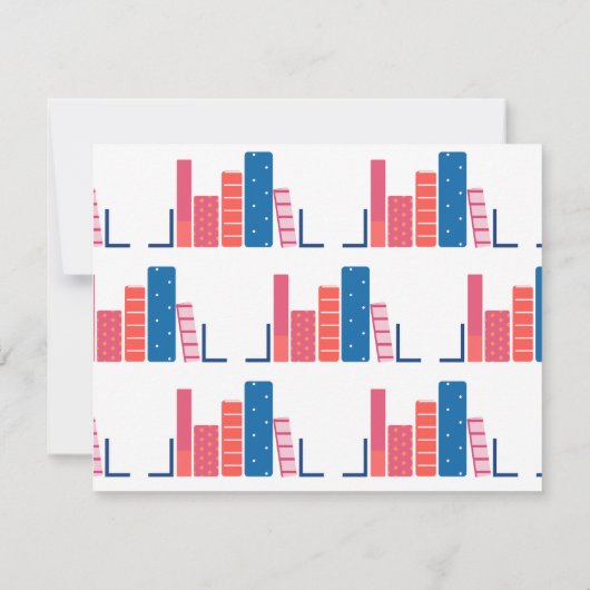 Boekenwurm in Blauwe Notitiekaart Notitiekaartje (Achterkant)