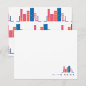 Boekenwurm in Blauwe Notitiekaart Notitiekaartje (Voorkant / Achterkant)