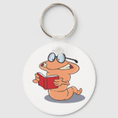 Boekenwurm leest een boek sleutelhanger (Voorkant)