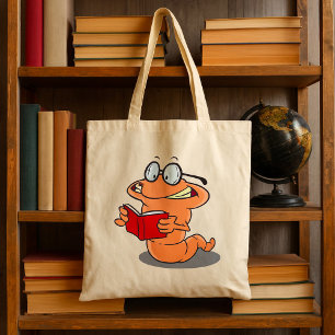 Boekenwurm leest een boek tote bag
