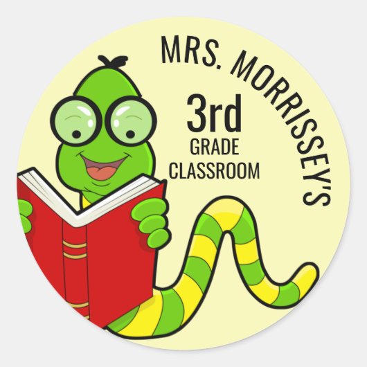 Boekenwurm Leraars Ronde Sticker (Voorkant)