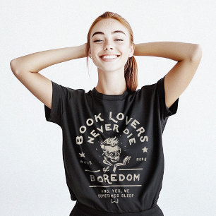 Boekenwurm lezen boeken grappige retro donkere Hum T-shirt