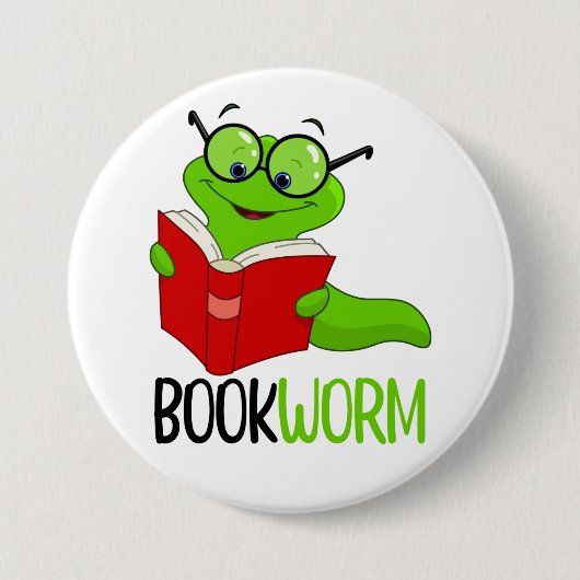 Boekenwurm Lezen Ronde Button 7,6 Cm (Voorkant)