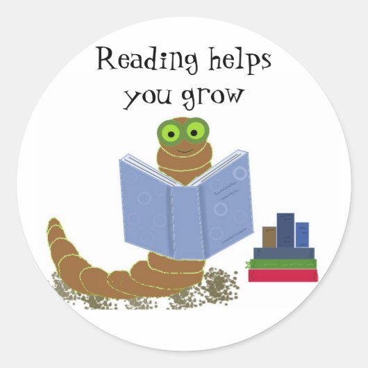 Boekenwurm lezer sticker (Voorkant)