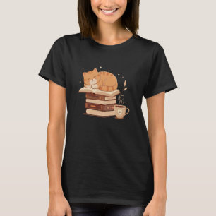 Boekenwurm Librarian Cats Boeken en koffie L T-shirt