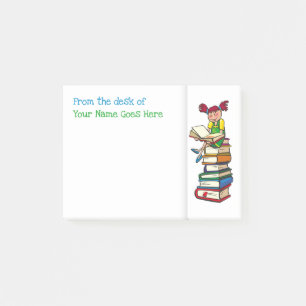 Boekenwurm meisje naam leraar bureau notitie organ post-it® notes