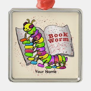 Boekenwurm Metalen Ornament